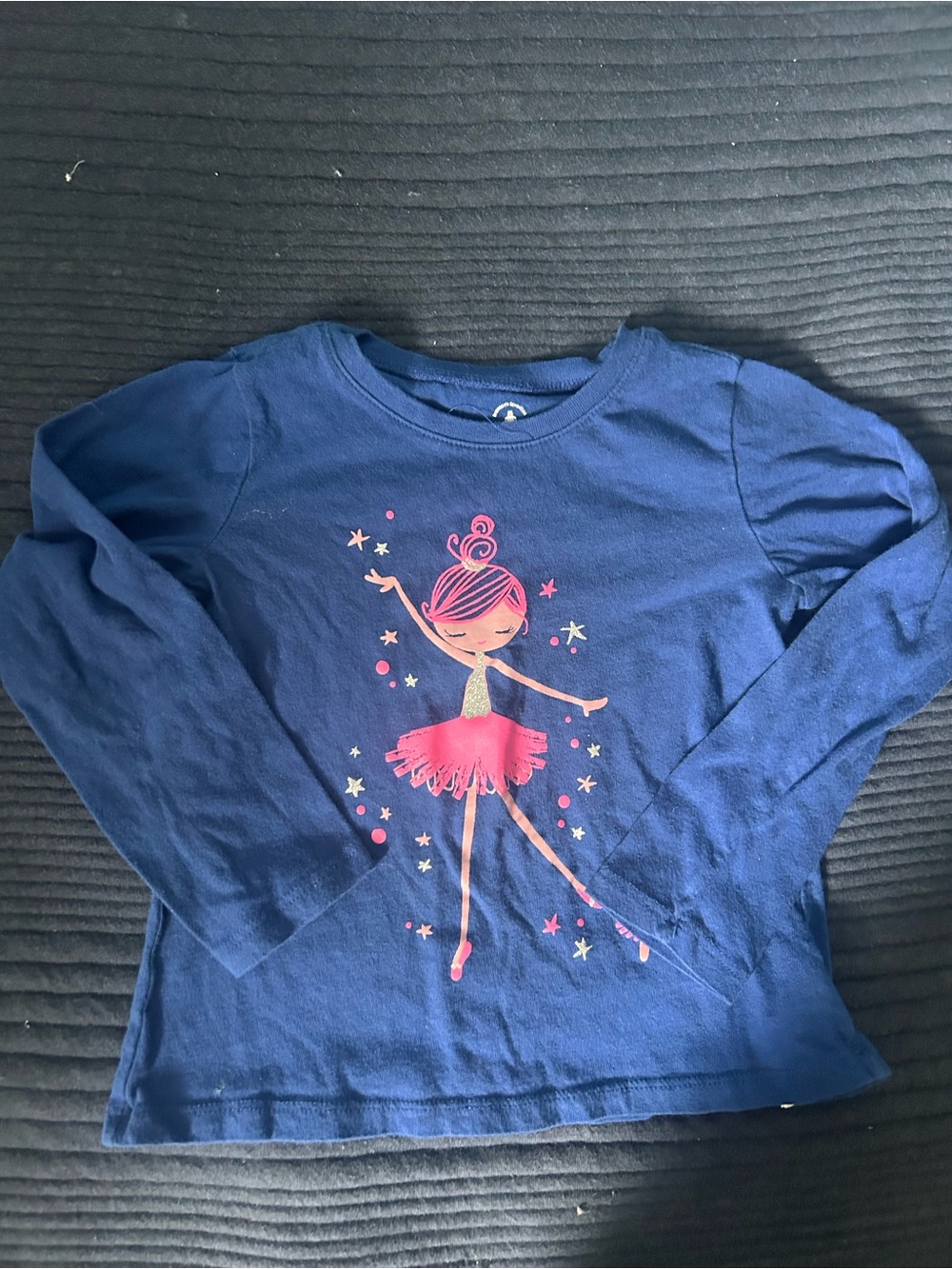 GAP Navy Long-Sleeve Tee with Pink Ballerina Graphic